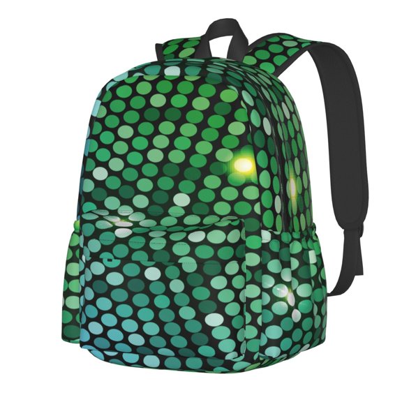 Rateoe Green Disco Lights Pattern Student Backpack,Backpack for School,Lightweight Bag,Travel Backpack,Outdoor Backpack,Large Capacity Backpack