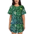 thumbnail image 1 of Rateoe Green Disco Lights Pattern Women's Short-Sleeved Pajama Set - 2 Piece Soft and Lightweight Sleepwear Set-XX-Large, 1 of 7