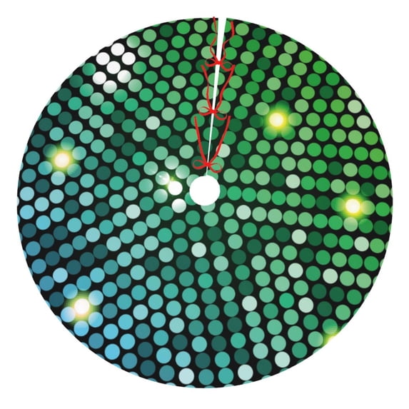 Rateoe Green Disco Lights Print Christmas Tree Skirt 30" for Xmas Holiday New Year Party Circle Tree Mat Ornaments Decoration