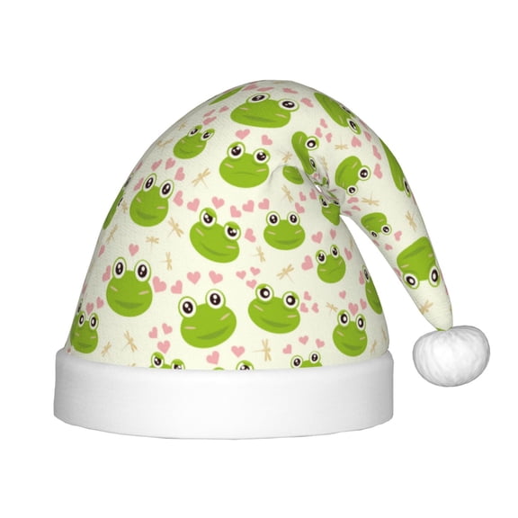 Rateoe Green Frog Santa Hat Confortable Christmas Hat for Christmas Party Favors Fit for Kids