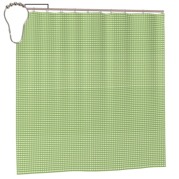 Rateoe Green Gingham Shower Curtain - Fancy Bathroom Shower Curtain Sets - Waterproof Shower Curtain with Hooks with 12 Plastic Hooks 72x72 Inches