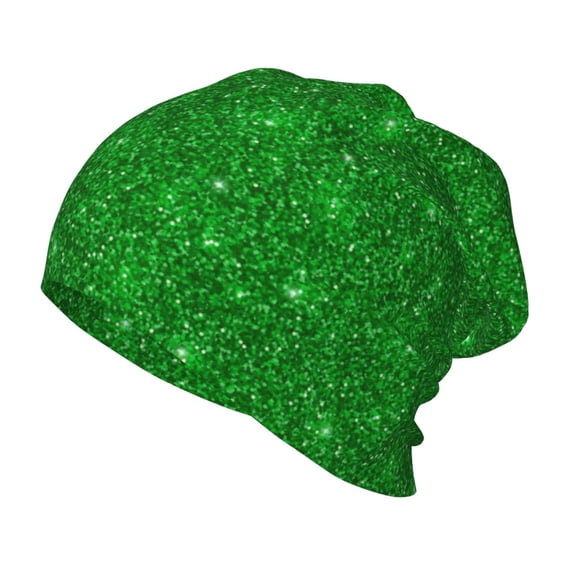 Rateoe Green Glitter Kids Beanie Warm Knit Beanie Hats Boys Girls Winter Hat Soft Slouchy Hats for Kids