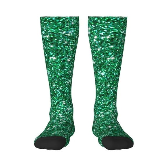 Rateoe Green Glitter Pattern Women’s Knee High Crew Socks,Trouser Socks Comfortable, Breathable, Moisture-Wicking and Soft
