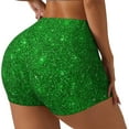 thumbnail image 1 of Rateoe Green Glitter Printed Power Workout Shorts for Women Tummy Control Squat Proof Ribbed Thick Seamless Scrunch Active Short-Small, 1 of 8