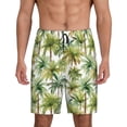 thumbnail image 1 of Rateoe Green Hawaii Palms Print Men's Lounge Shorts – Soft & Breathable Pajama Bottoms with Pockets, Elastic Waistband, Lightweight Sleepwear for Nightwear & Loungewear-X-Large, 1 of 6