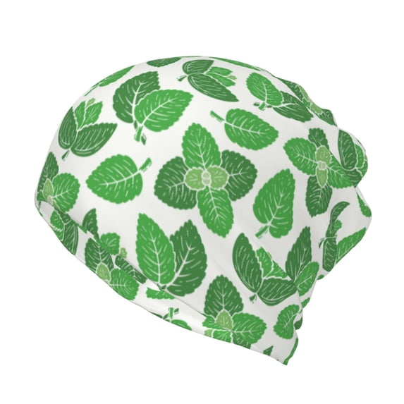 Rateoe Green Leaves Cotton Slouchy Beanie Hat for Men/Women,Lightweight Oversize Large Thin Skull Cap Night Sleeping Cap