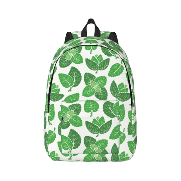 Rateoe Green Leaves Pattern Canvas College Laptop Backpack,Travel Daypack,Durable Rucksack Travel Notebook Bag School Backpack Book Bag for Men Women-Medium