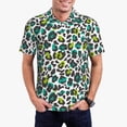 thumbnail image 1 of Rateoe Green Leopard Pattern Men's Short Sleeve Polo Shirts, Golf Polo Shirts Short Sleeve Performance Moisture Wicking Dry-3X-Large, 1 of 6
