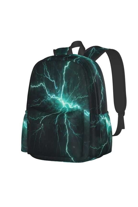 Green Lightning Flash Pattern Student Backpack,Backpack for School,Lightweight Bag,Travel Backpack,Outdoor Backpack,Large Capacity Backpack