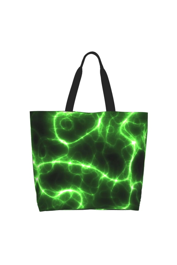 Green Lightning Tote Bag - Waterproof Lightweight Handbags Travel Shoulder Bag for Hiking Yoga Gym Swimming Travel Beach