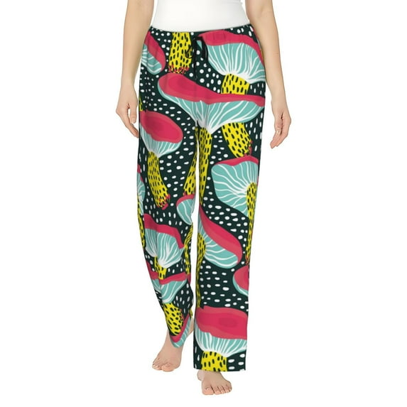 Rateoe Green Mushroom Pattern Women’s Ultra-Soft Comfy Pajama Lounge Pants Sleepwear,Comfortable Lounge Wear,lightweight Pajamas, Casual Home Wear-Small