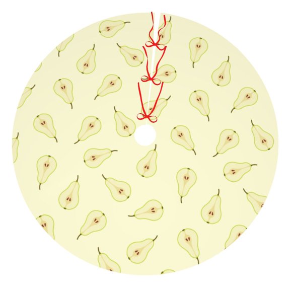 Rateoe Green Pears Print Christmas Tree Skirt 48" for Xmas Holiday New Year Party Circle Tree Mat Ornaments Decoration