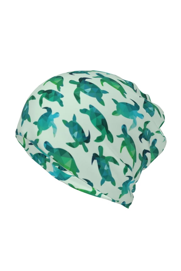 Green Sea Turtle Cotton Slouchy Beanie Hat for Men/Women,Lightweight Oversize Large Thin Skull Cap Night Sleeping Cap