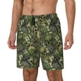 thumbnail image 1 of Rateoe Green Skulls Pattern Men’s Swim Shorts with Compression Liner – Double-Layered Quick-Dry Swimwear, Comfortable & Stretchy Beach Shorts-Small, 1 of 6
