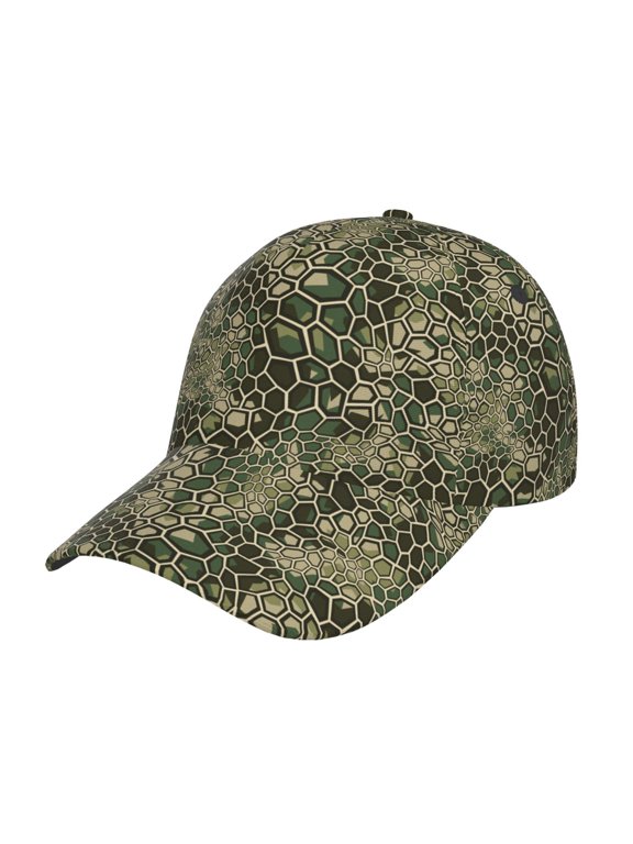 Green Snake Skin Pattern Baseball Cap Outdoor Cap Mountain Dad Hat - Unstructured Soft Cotton Cap-Adjustable UV Protection Cap