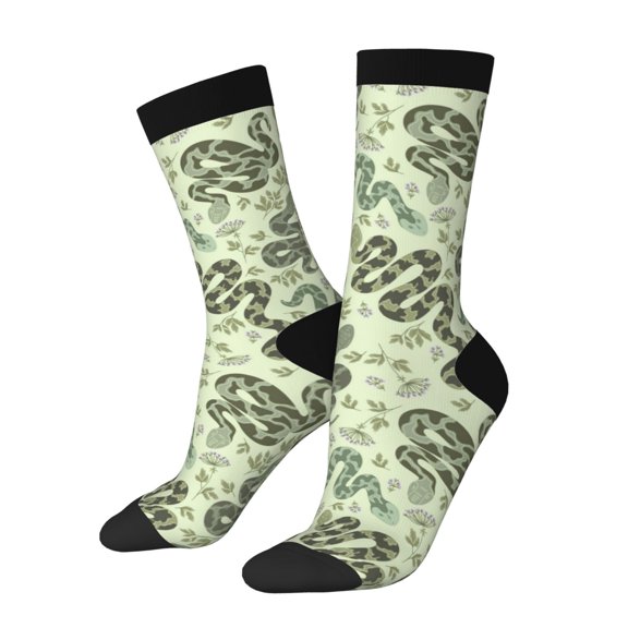 Rateoe Green Snake for Women Casual Calf Socks - Cute Crew Socks - Thin Soft Above Ankle Socks Size 5-11