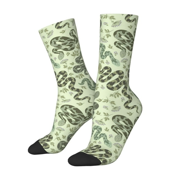 Rateoe Green Snake for Women Casual Calf Socks - Cute Crew Socks - Thin Soft Above Ankle Socks Size 5-11