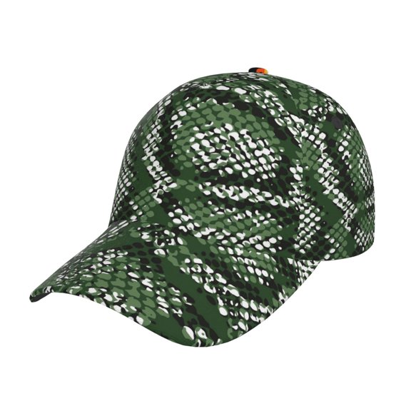 Rateoe Green Snakeskin Pattern Men’s Baseball Cap – Adjustable Curved Brim Hat, Soft Cotton Sports Cap for Outdoor, Casual, and Everyday Wear, Comfortable & Breathable