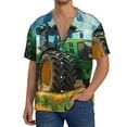 thumbnail image 1 of Rateoe Green Tractor Field Pattern Men's Short Sleeve Classic Shirt, Casual Short-Sleeved Shirt, Lightweight Summer Shirt, Cuban Collar Shirt,Button-Front Shirt-Small, 1 of 5