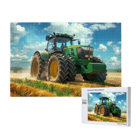 Rateoe Green Tractor Field Pattern Wooden Picture Puzzle ,1000 Piece Jigsaw Puzzle ,Family Fun Puzzle, Home Dcor Puzzle, Gift Puzzle(Horizontal style)