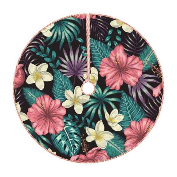 Rateoe Green Tropical Leaves Pattern Christmas Tree Skirt with Ties , Christmas Tree Decorations, Farmhouse Christmas Decor Xmas Holiday Decorations-