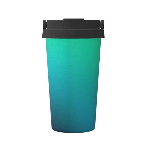 Rateoe Green Turquoise Teal Pattern Travel Coffee Mug Tumbler with Flip Lid | Reusable Insulated Stainless Steel Cold Brew Iced Coffee Cup Thermos