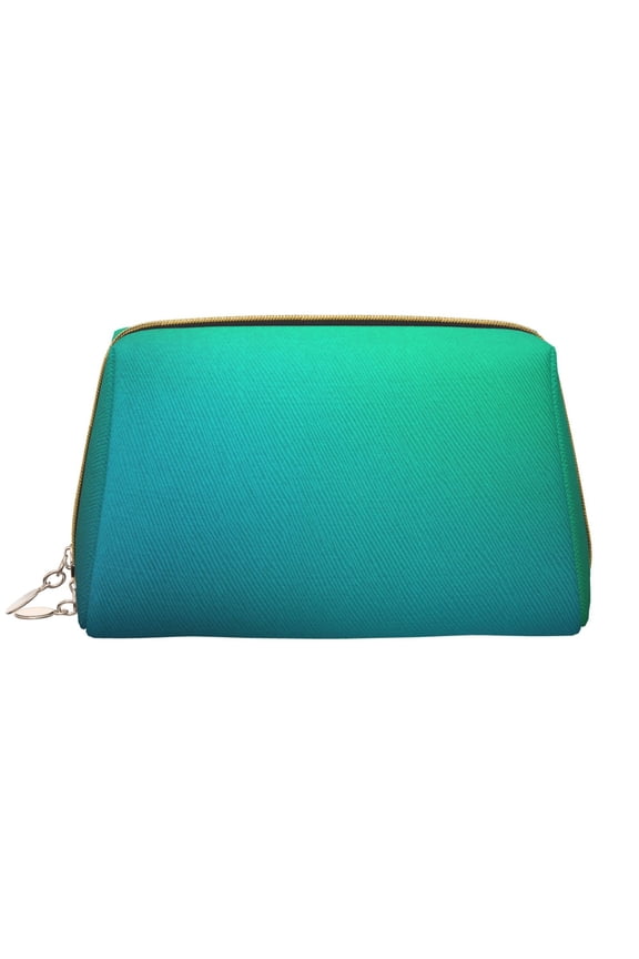 Green Turquoise Teal for Travel Makeup Bag,Large Capacity Cosmetic Bags for Women,Waterproof Portable Pouch Open Flat Toiletry Bag Make up Organizer