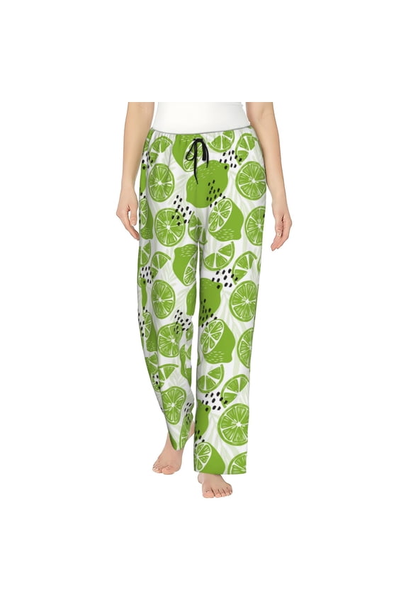 Green Various Lemons Pattern Women’s Ultra-Soft Comfy Pajama Lounge Pants Sleepwear,Comfortable Lounge Wear,lightweight Pajamas, Casual Home Wear-Medium