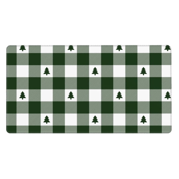 Rateoe Green White Lumberjack Plaid Print Mouse Pad - Extended Large Gaming Mousepad,Non-Slip Stitched Edge,16x29.5 Inch