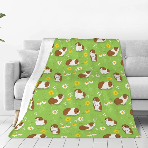 Rateoe Guinea Pigs Print Fuzzy Fleece Throw Blanket Extra Large,Super Soft,Fluffy and Warm Blankets for Couch,Bed,All Season Use (40"x30")