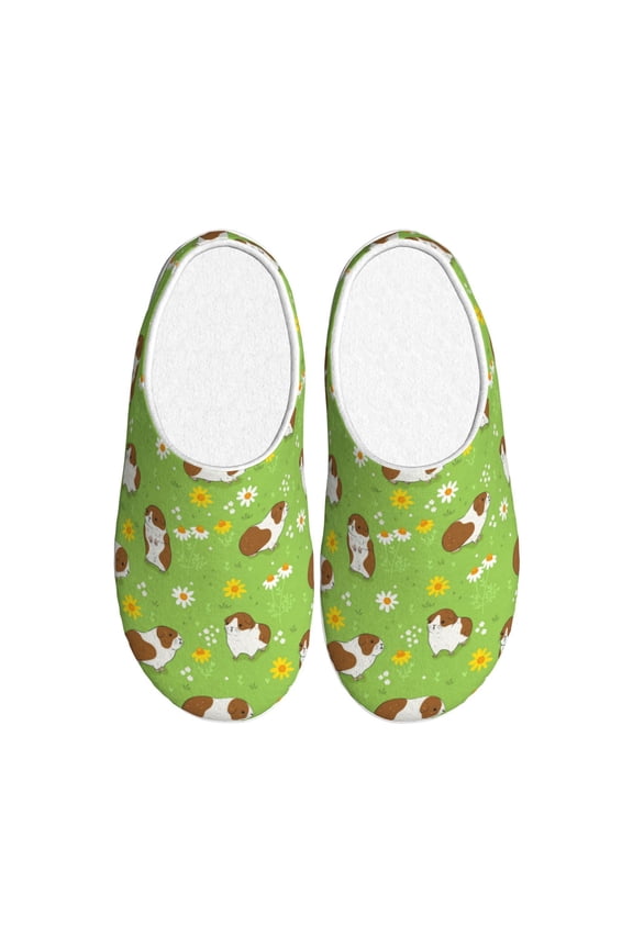 Guinea Pigs Print Women's Men's Cotton Knit Slippers Lightweight Memory Foam Indoor House Shoes with Anti-Skid Sole-44/45
