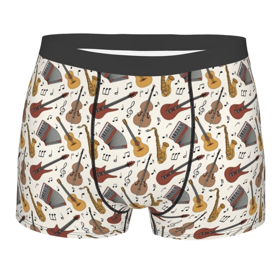 Rateoe Guitar Mens Boxer Briefs Poly Spandex Performance Boxer Briefs Underwear Hem Boxer Briefs - Large