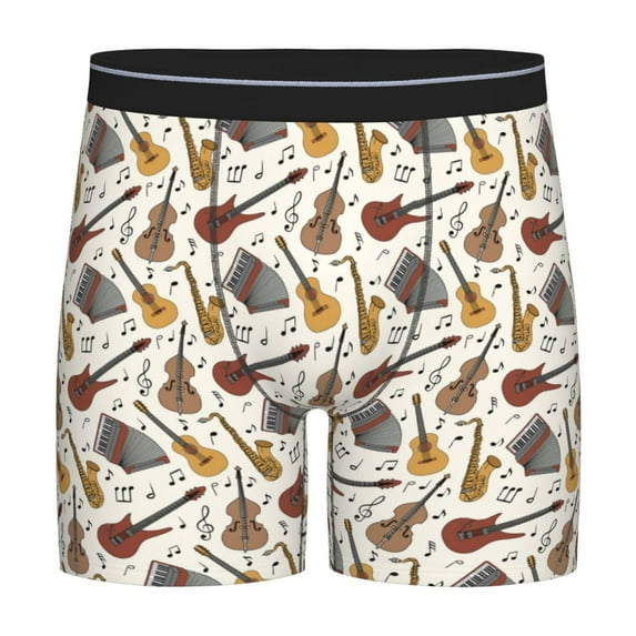 Rateoe Guitar Print Men’s Underwear Boxer Briefs Soft Comfortable Underwear Boxer Briefs, Long Leg Briefs,Anti-chafing Boxer Briefs