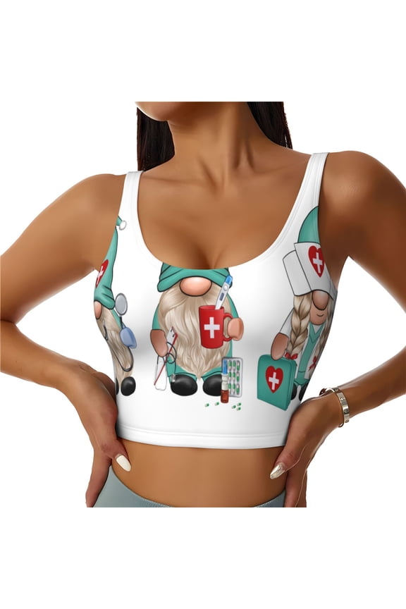 Guomei doctor Print Womens' Sports Bras Scoop Neck Sports Vest- Padded U Back Seamless High Impact Support-Large