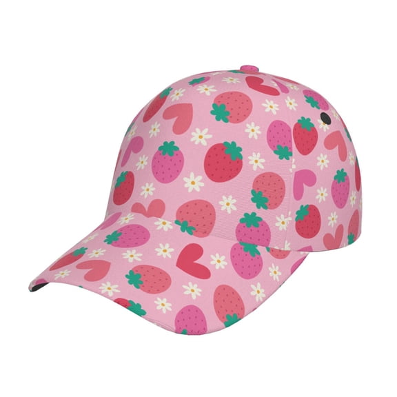 Rateoe Haear Strawberry Pattern Baseball Cap Outdoor Cap Mountain Dad Hat - Unstructured Soft Cotton Cap-Adjustable UV Protection Cap