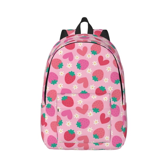 Rateoe Haear Strawberry Pattern Canvas College Laptop Backpack,Travel Daypack,Durable Rucksack Travel Notebook Bag School Backpack Book Bag for Men Women-Medium
