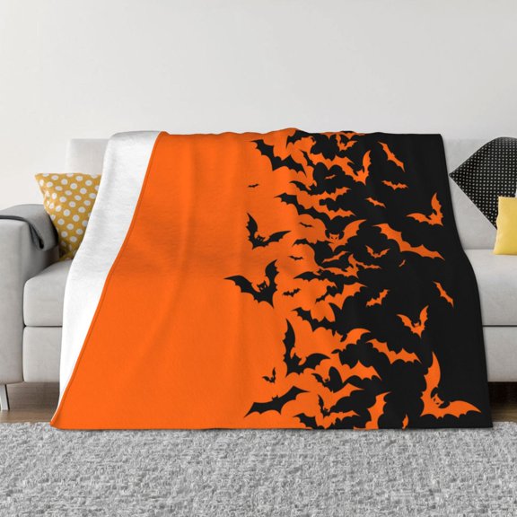 Rateoe Halloween Bats Pattern Flannel Throw Blanket, Ultra-soft Blanket for Bed, Couch, Car, Hypoallergenic Anti-pilling blanket-60"x50"(Horizontal)
