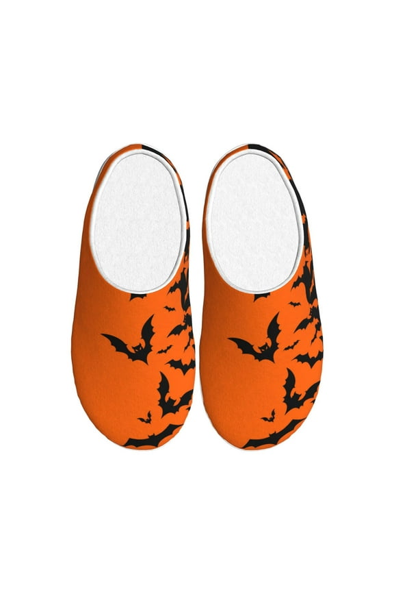 Halloween Bats Print Women's Men's Cotton Knit Slippers Lightweight Memory Foam Indoor House Shoes with Anti-Skid Sole-37/38