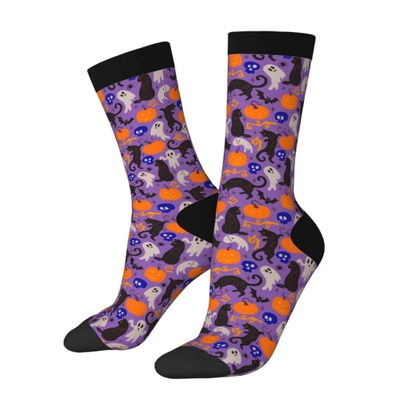 Rateoe Halloween Black Cats for Women Casual Calf Socks - Cute Crew Socks - Thin Soft Above Ankle Socks Size 5-11