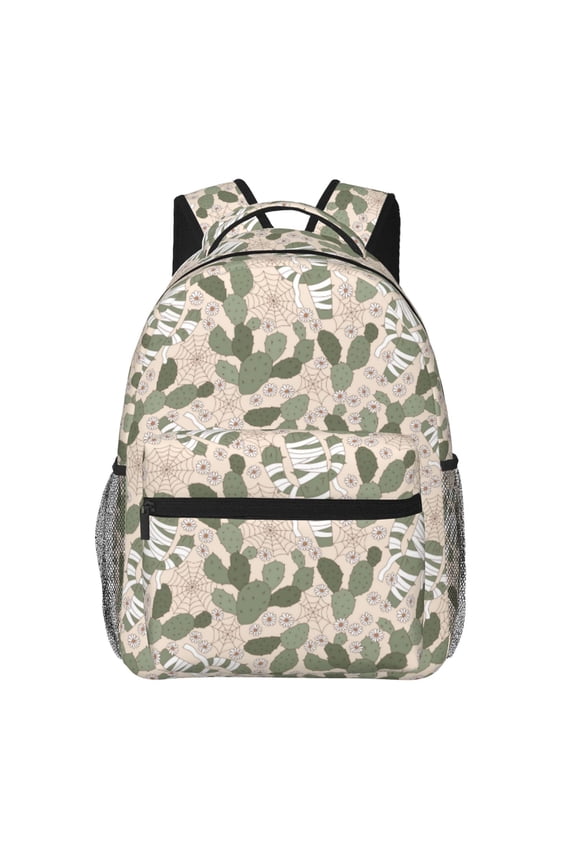 Halloween Cactus Pattern Casual Backpack for School, Work, Travel Adjustable Straps, Multiple Compartments Ergonomic Design, Fits Laptops and Tablets