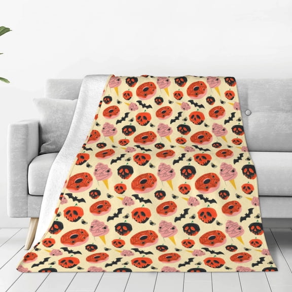Rateoe Halloween Donut Print Fuzzy Fleece Throw Blanket Extra Large,Super Soft,Fluffy and Warm Blankets for Couch,Bed,All Season Use (40"x30")
