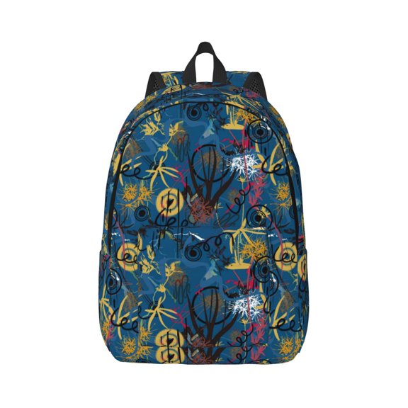 Rateoe Halloween Elements Pattern Canvas College Laptop Backpack,Travel Daypack,Durable Rucksack Travel Notebook Bag School Backpack Book Bag for Men Women-Small