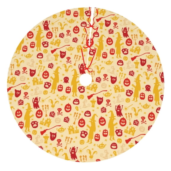 Rateoe Halloween Elements Print Christmas Tree Skirt 36" for Xmas Holiday New Year Party Circle Tree Mat Ornaments Decoration
