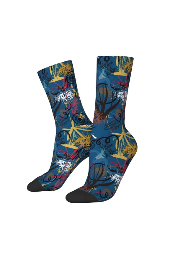 Halloween Elements for Women Casual Calf Socks - Cute Crew Socks - Thin Soft Above Ankle Socks Size 5-11