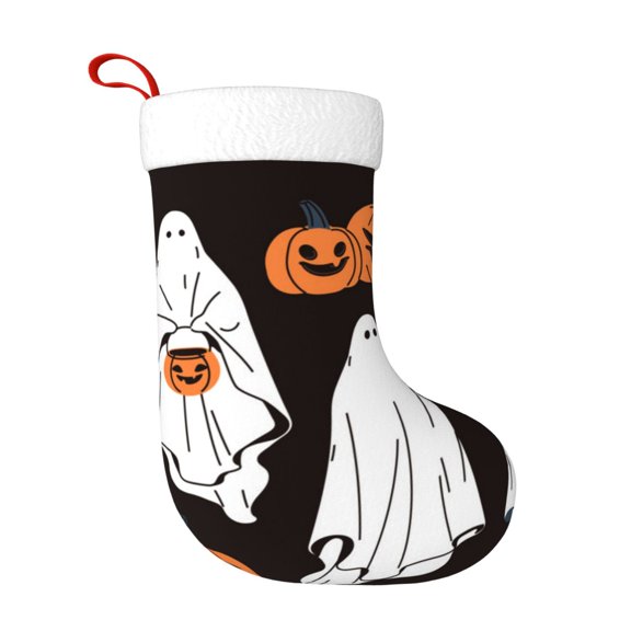 Rateoe Halloween Ghosts And Pumpkins Print Christmas Stockings,18 Inch Large Christmas Stockings Decoration Ornaments for Holiday Home Fireplace Indoors