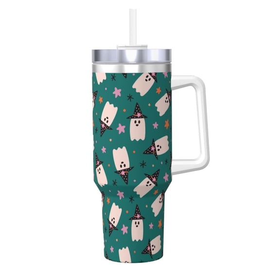 Rateoe Halloween Ghosts Printed 40OZ Ice Bully With Handle - Stainless Steel Travel Cup Portable for Hot & Cold Drinks, Travel, Gym, Home, and Outdoor Activities