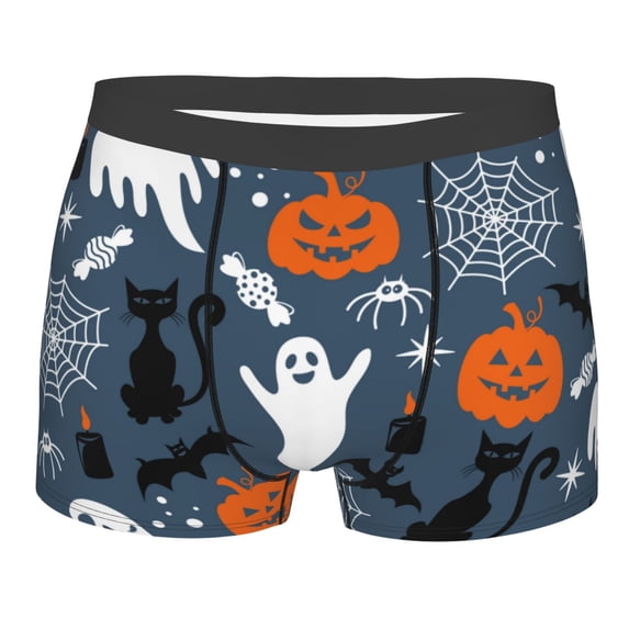 Rateoe Halloween Mens Boxer Briefs Poly Spandex Performance Boxer Briefs Underwear Hem Boxer Briefs - X-Large