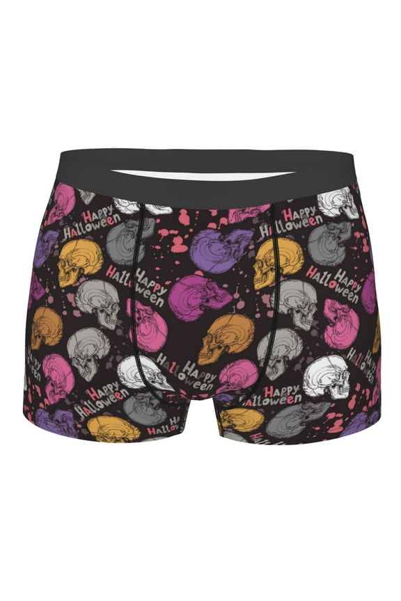 Halloween Skeleton Mens Boxer Briefs Poly Spandex Performance Boxer Briefs Underwear Hem Boxer Briefs - Large