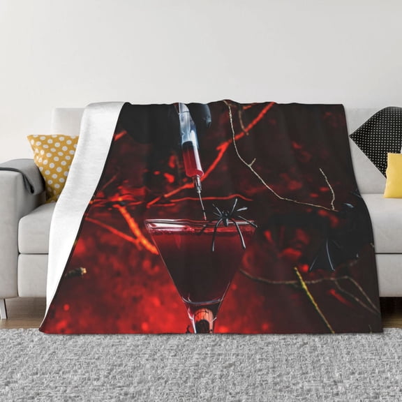 Rateoe Halloween Vampire Party Pattern Flannel Throw Blanket, Ultra-soft Blanket for Bed, Couch, Car, Hypoallergenic Anti-pilling blanket-