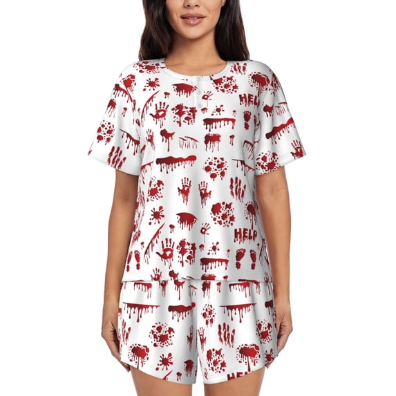 Rateoe Halloween for 2 Piece Short Sleeves Pajama Sets Casual Lounge Sleepwear Ladies Pjs Sets with Pocket-Medium